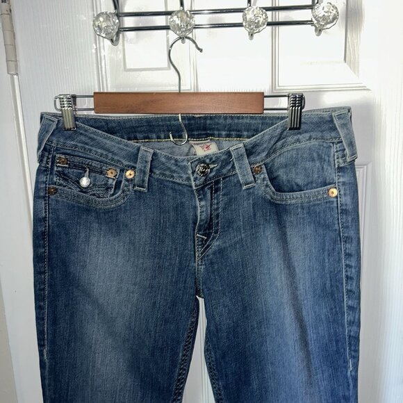 True Religion Julie 90s/Y2K Vintage USA Mid Rise Light Blue Skinny Jeans Size 32 - Picture 3 of 10